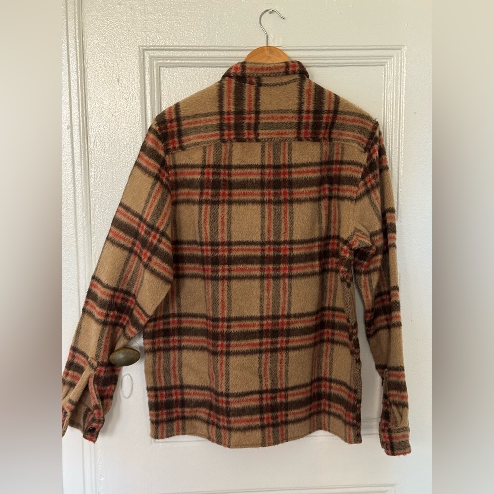 ASOS Tan/Red/Brown Plaid Shirt Jacket - Picture 4 of 5